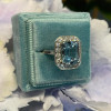 2.25ct Halo Emerald Cut Aquamarine Engagement Ring