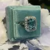 2.25ct Halo Emerald Cut Aquamarine Engagement Ring