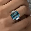14ct Emerald Cut Blue Sapphire Art-deco Cocktail Ring