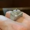 4ct Princess Cut Men's Micro-pave Setting Ring