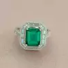 5.2ct Art Deco Halo Emerald Cut Engagement Ring