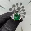 3.5ct Crushed Ice Radiant Cut Fancy Green Engagement Ring