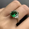 3.5ct Crushed Ice Radiant Cut Fancy Green Engagement Ring