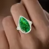 14.5ct Pear Cut  Fancy Green Sapphire Engagement Ring