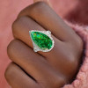 14.5ct Pear Cut  Fancy Green Sapphire Engagement Ring