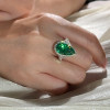 14.5ct Pear Cut  Fancy Green Sapphire Engagement Ring