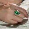 14.5ct Pear Cut  Fancy Green Sapphire Engagement Ring