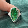 14.5ct Pear Cut  Fancy Green Sapphire Engagement Ring