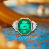 15ct Octagon-shaped Emerald  Engagement Ring