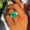 15ct Octagon-shaped Emerald  Engagement Ring