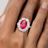 5.8ct Oval Cut Ruby Halo Engagement Ring