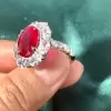 5.8ct Oval Cut Ruby Halo Engagement Ring