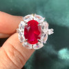 5.8ct Oval Cut Ruby Halo Engagement Ring