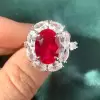 5.8ct Oval Cut Ruby Halo Engagement Ring