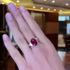 5.8ct Oval Cut Ruby Three-stone Engagement Ring