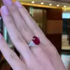 5.8ct Oval Cut Ruby Three-stone Engagement Ring