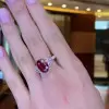 5.8ct Oval Cut Ruby Three-stone Engagement Ring