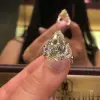 9.3ct Pear Cut Yellow Sapphire Three-stone Engagement Ring 