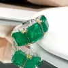 9.5ct Asscher Cut Emerald Three-stone Vintage Cocktail Ring
