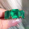 9.5ct Asscher Cut Emerald Three-stone Vintage Cocktail Ring