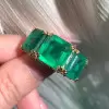 9.5ct Asscher Cut Emerald Three-stone Vintage Cocktail Ring