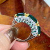 9.5ct Asscher Cut Emerald Three-stone Vintage Cocktail Ring