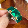 9.5ct Asscher Cut Emerald Three-stone Vintage Cocktail Ring