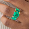 9.5ct Asscher Cut Emerald Three-stone Vintage Cocktail Ring