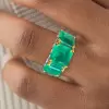 9.5ct Asscher Cut Emerald Three-stone Vintage Cocktail Ring