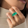 9.5ct Asscher Cut Emerald Three-stone Vintage Cocktail Ring