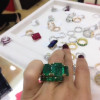 9.5ct Asscher Cut Emerald Three-stone Vintage Cocktail Ring