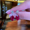 9ctw Oval Cut Ruby Classic Drop Earrings