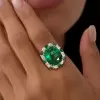 12ct Halo Cushion Cut Emerald Cocktail Ring