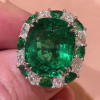 12ct Halo Cushion Cut Emerald Cocktail Ring