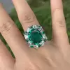 12ct Halo Cushion Cut Emerald Cocktail Ring