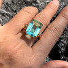 15ct Emerald Cut Aquamarine Cluster Cocktail Ring