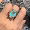 15ct Emerald Cut Aquamarine Cluster Cocktail Ring