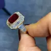 6ct Emerald Cut Ruby Halo Vintage Cocktail Ring