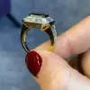 6ct Emerald Cut Ruby Halo Vintage Cocktail Ring