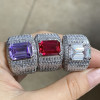 10ct Invisible Setting Emerald Cut White Sapphire Engagement Ring