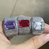 10ct Invisible Setting Emerald Cut White Sapphire Engagement Ring