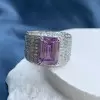 10ct Invisible Setting Emerald Cut White Sapphire Engagement Ring