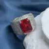 10ct Invisible Setting Emerald Cut White Sapphire Engagement Ring