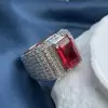 10ct Invisible Setting Emerald Cut White Sapphire Engagement Ring