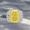14ct Invisible Setting Radiant Cut Yellow Sapphire Men's Ring