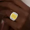 14ct Invisible Setting Radiant Cut Yellow Sapphire Men's Ring