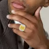 14ct Invisible Setting Radiant Cut Yellow Sapphire Men's Ring