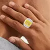 14ct Invisible Setting Radiant Cut Yellow Sapphire Men's Ring
