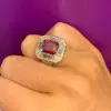 6ct Emerald Cut Ruby Halo Vintage Cocktail Ring