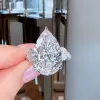11ct Three-stone Pear Cut White Sapphire Engagement Ring